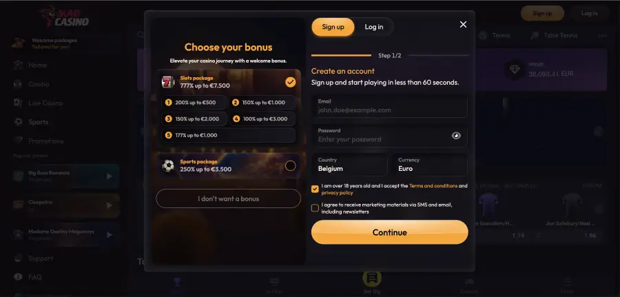 Mad money casino welcome bonus promotion up to 7500 euros